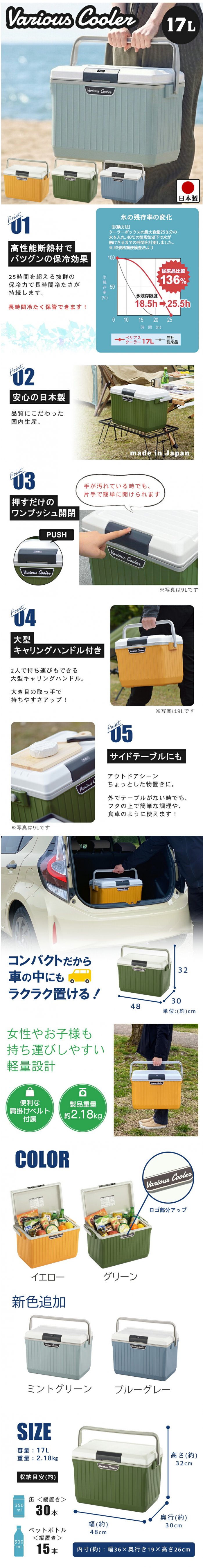 楽天市場】【送料無料】クーラーボックス ベリアス クーラー 17L 幅