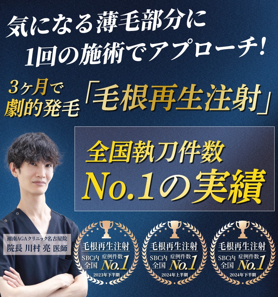 薄毛治療】湘南AGAクリニック名古屋院大人気施術！毛根再生注射【自己