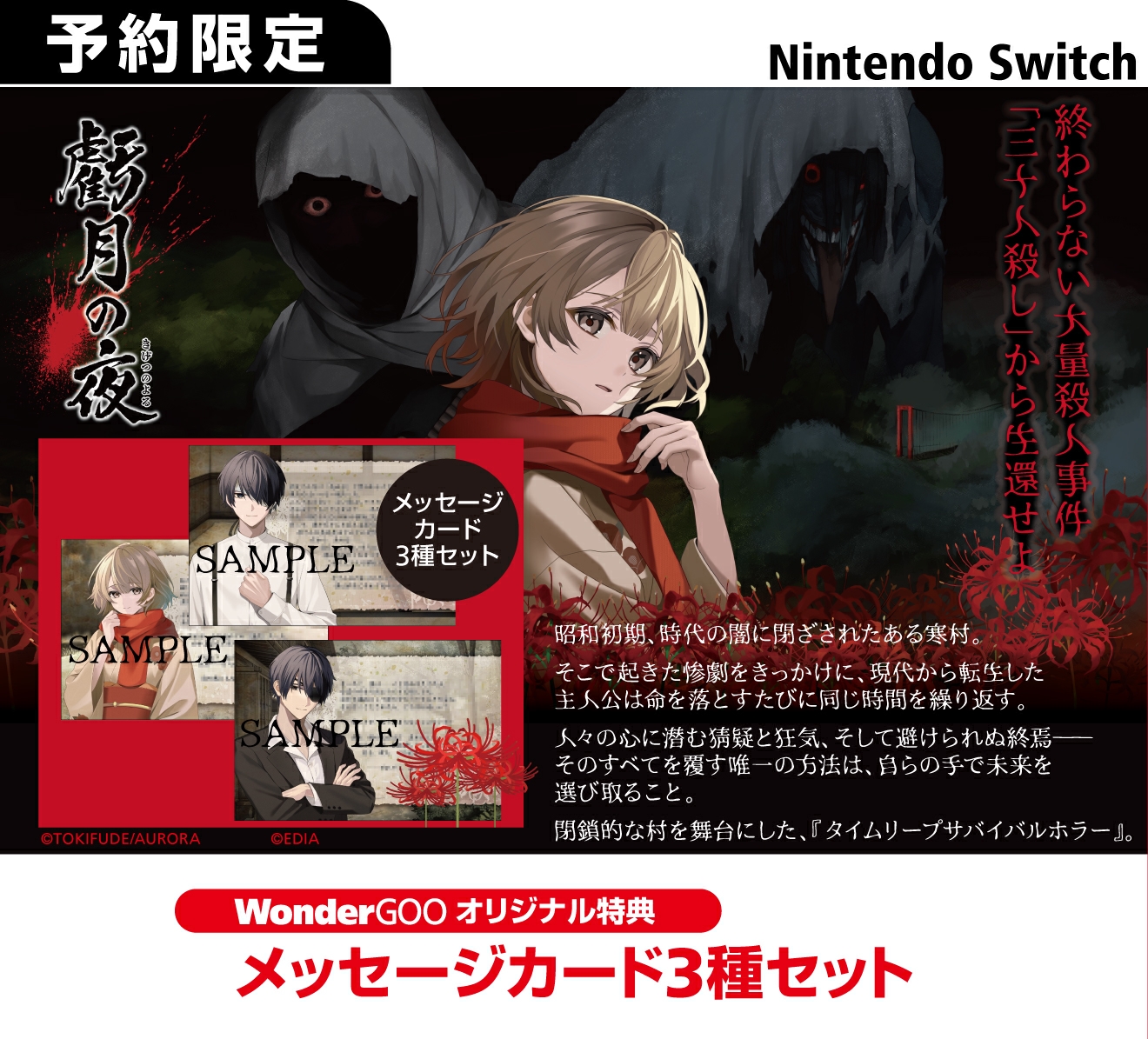 Nintendo Switch 虧月の夜【オリ特】メッセージカード3種セット