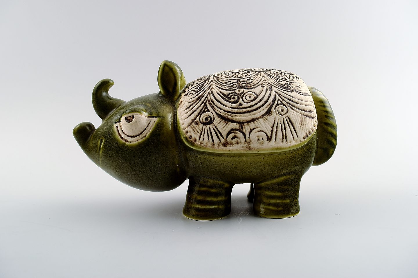 WorldAntique.net - Lisa Larson, Gustavsberg. Rhino in stoneware