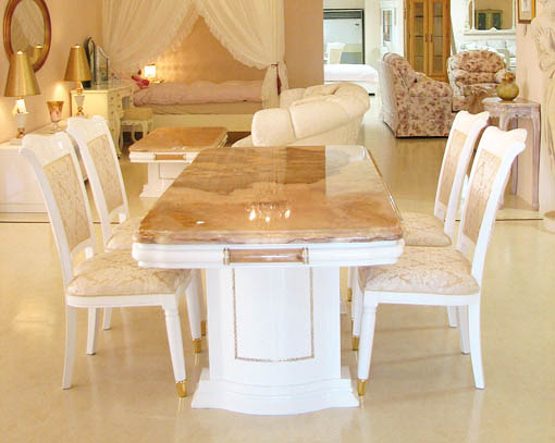 アフロディーテ ダイニングセット 160 ピンクオニキス天板｜ダイニング