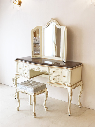 ビバリーヒルズ ドレッサー W120cm 大理石トップ ダークエンペラーダ