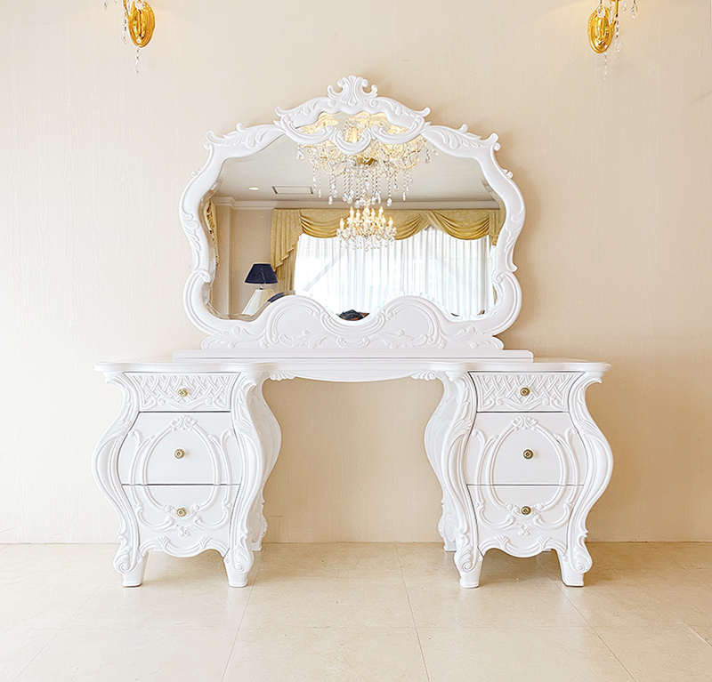 M♢アンティーク 猫脚 ロココスタイル ドレッサー チェスト 鏡台