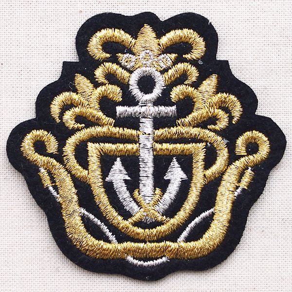 エンブレムワッペン Anchor アンカー(ブラック&ゴールド) | ワッペン