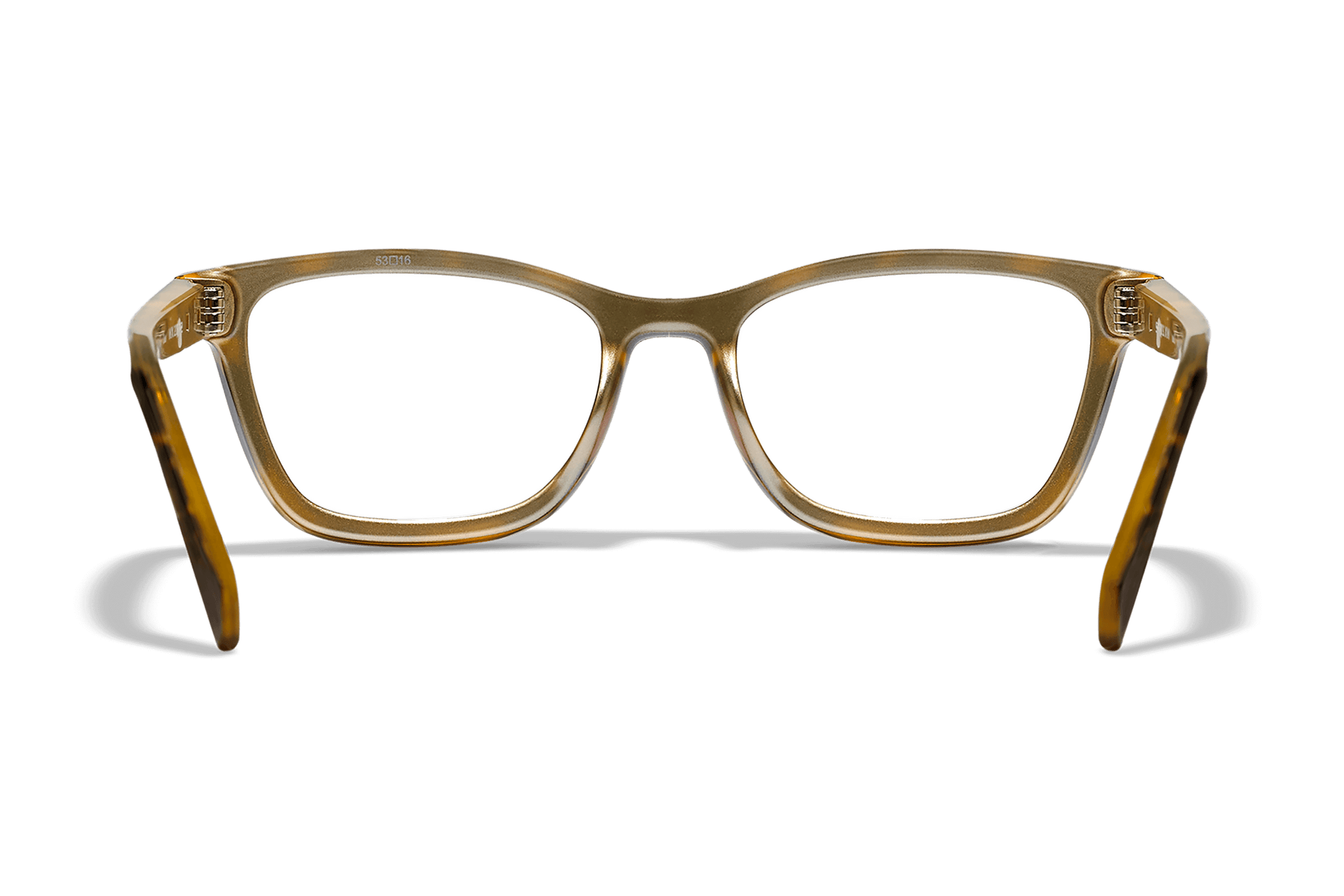 WX Serenity Eyeglasses - Gloss Brown Demi Frame Champagne Temples