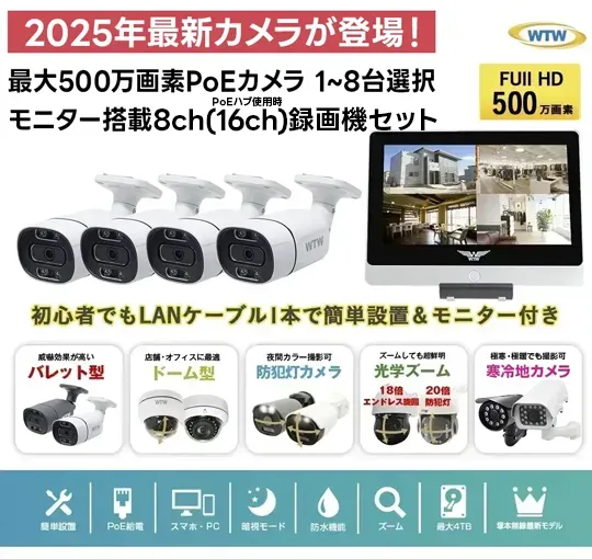 公式WTW塚本無線】日本製コンビニ防犯カメラ録画機セット
