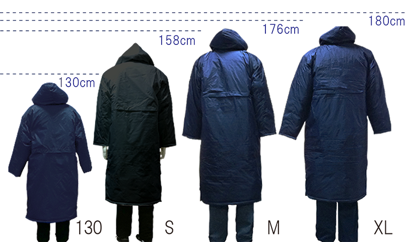 ベンチコートロング7,810円～に部活名やチームロゴなど名入れプリント