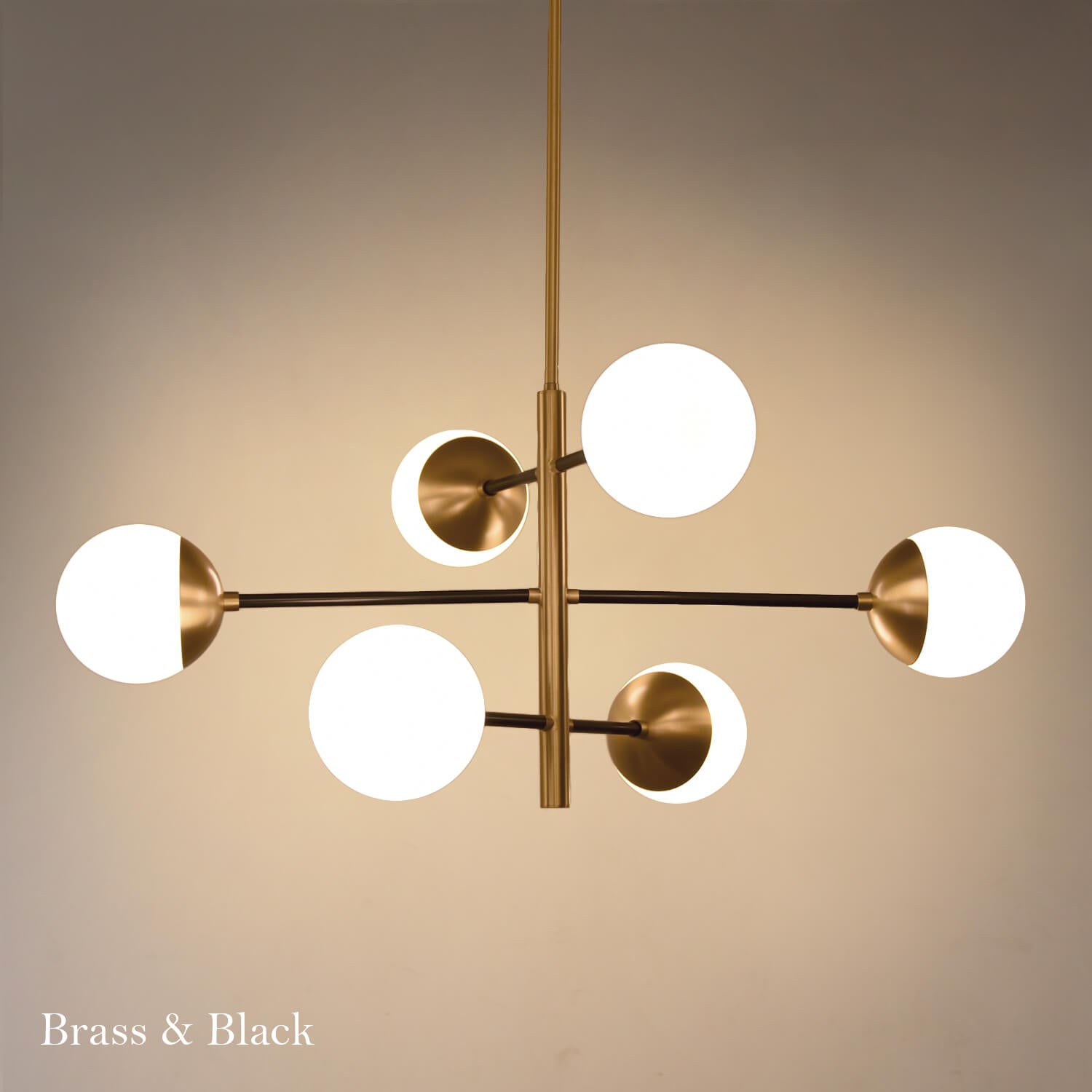 真鍮製の放射状のアームがエレガントなペンダントライト - Pm-02 (6灯