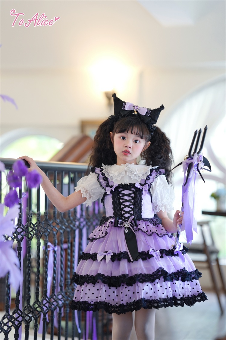 送料無料】TZ10 ドット柄レースアップフリルジャンパースカート《予約