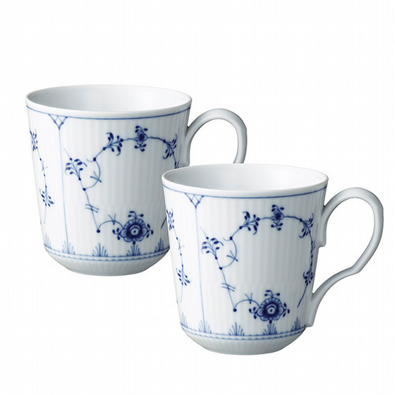 ロイヤル コペンハーゲン］ブルーフルーテッド プレイン マグS ペア