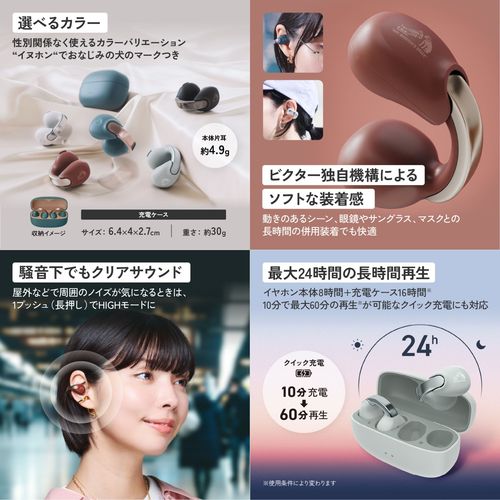 HA-NP1T-T マルーン 音アクセ 完全ワイヤレスイヤホン イヤーカフ型