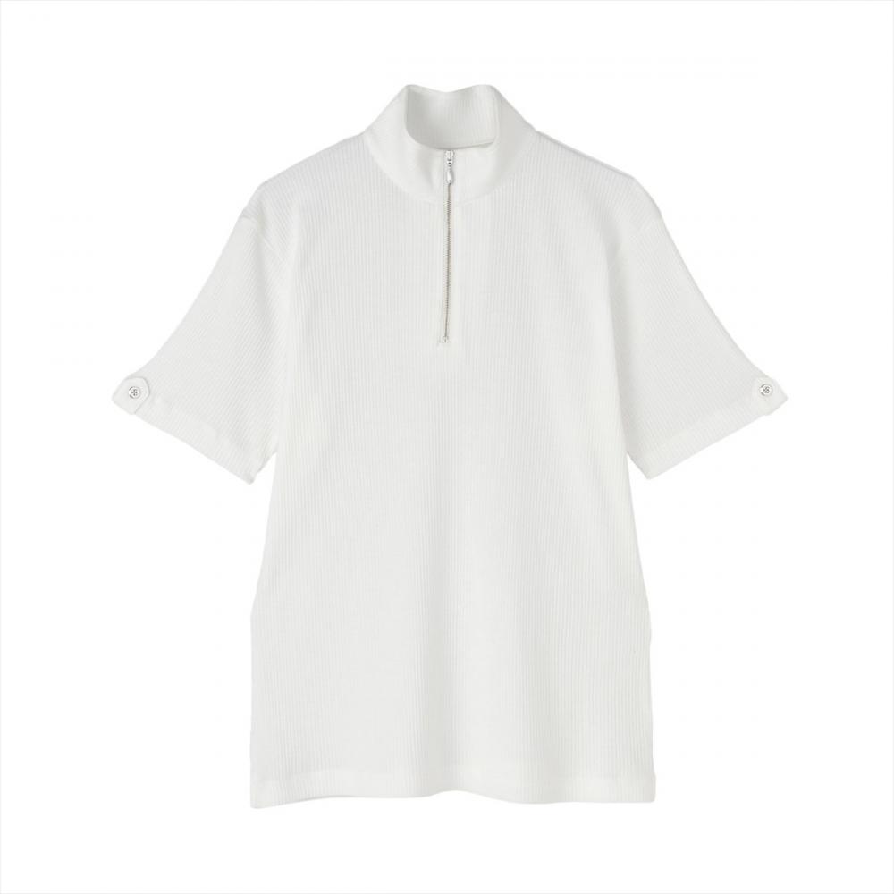 ハーフジップ ポロシャツ 半袖 メンズ(S ホワイト): 東京シャツ公式
