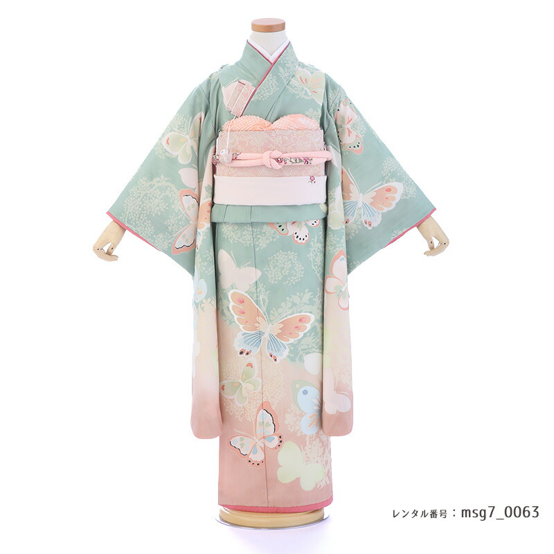 ジルスチュアートの7歳女の子着物、柔らかくみずみずしい若草と可憐な