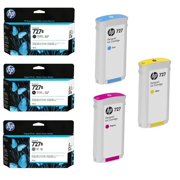 HP 727B 727 純正インク ブラック3種/カラー3種 6色セット 130mL 各1