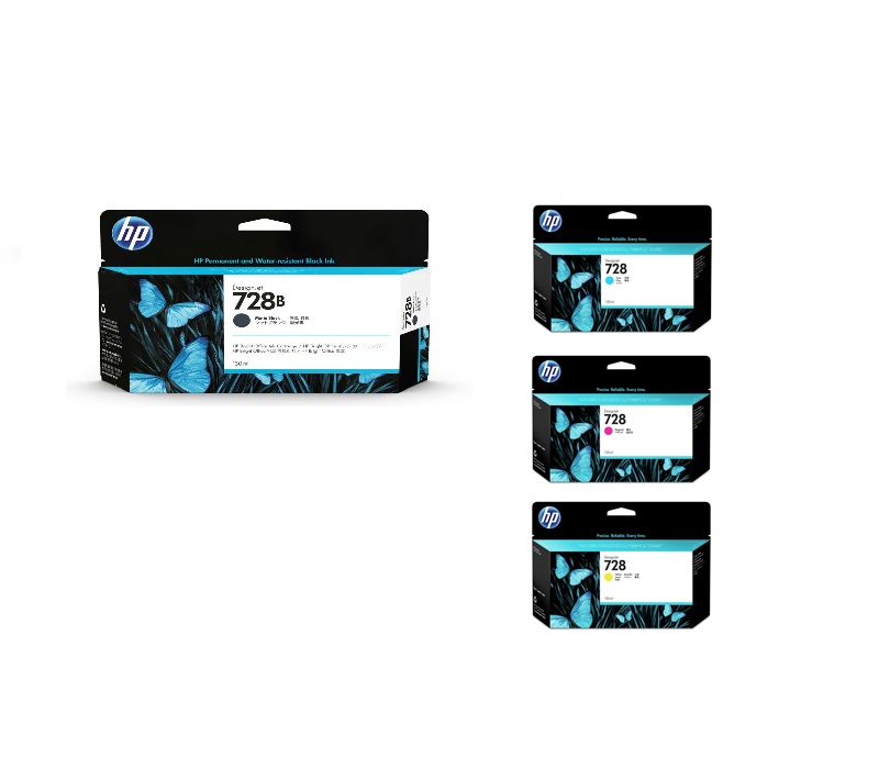 HP 728 728B 純正インク ブラック/カラー 4色セット 130mL 各1 計4個