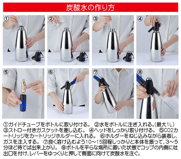 MOSA モサ ソーダ サイフォン 1.0L SSF3-05 ステンレスボトル CO2ガス