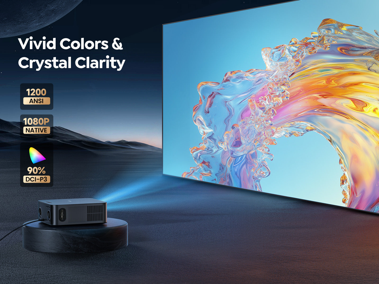 1500 ANSI/Netflix-Licensed/36W Dolby Audio] Smart-Projector with