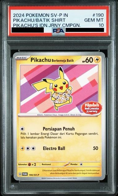PSA10】Pikachu Berkemeja Batik(190/SV-P) インドネシア ピカチュウ