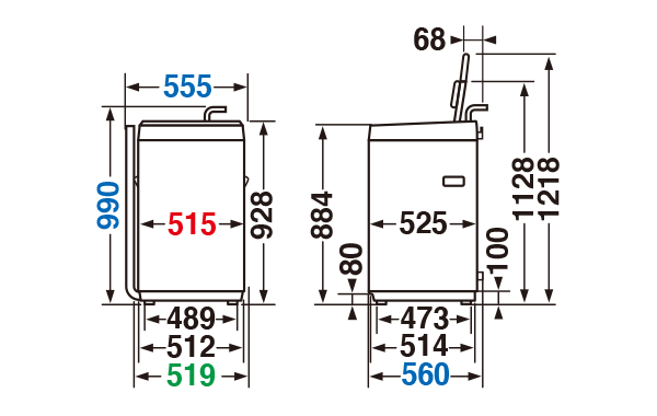 寸法・仕様 | AW-7GM2 | 洗濯機・洗濯乾燥機 | 東芝ライフスタイル株式会社