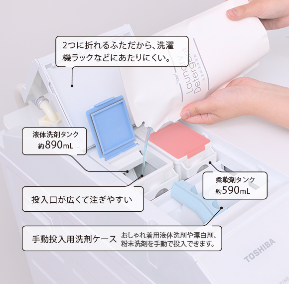液体洗剤・柔軟剤 自動投入（TW-127XP5） | 商品特長 | 洗濯機・洗濯