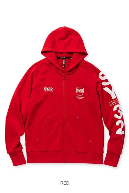 SY32 by SWEET YEARS - SHIELD LOGO ZIP HOODIE RED 【SY32 by SWEET