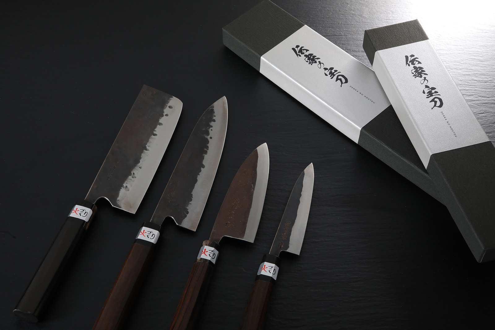 伝家の宝刀 黒檀柄 4本セット | 藤原照康刃物工芸