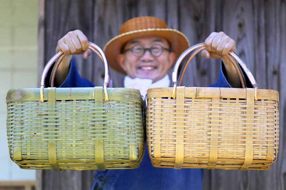 限定販売】真竹コンテナ手提げ籠バッグお買い物はもちろん、アウトドア