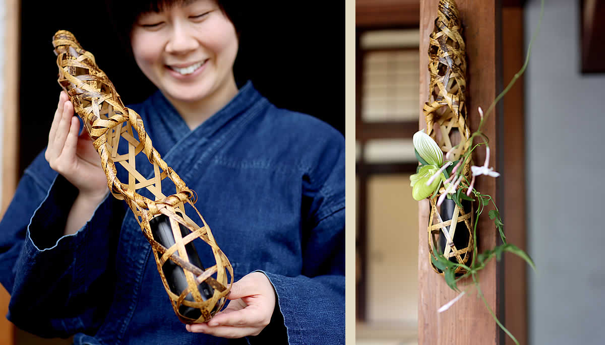虎竹掛け花籠 ちまき | 虎斑竹専門店 竹虎