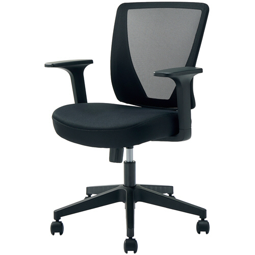 たのめーる】メッシュチェアBR(ブリーザ) 肘付 ブラック 1脚の通販