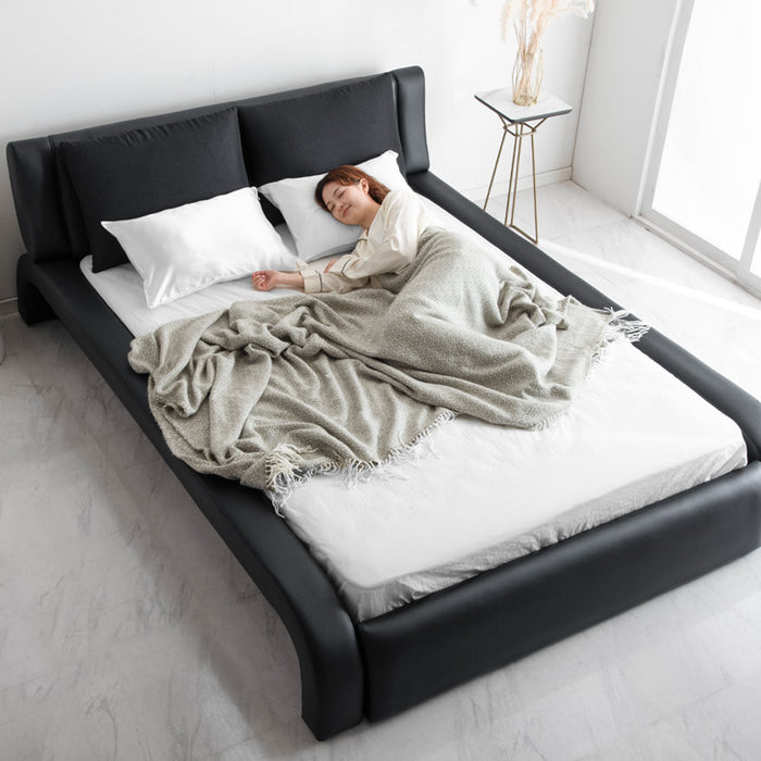 ダブル] レザー調 ベッド フレームのみ 脚付き【超大型商品