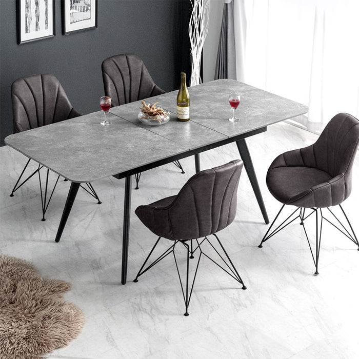 幅150 180］【玄関渡し】セラミック 伸長式 ダイニングセット 5点