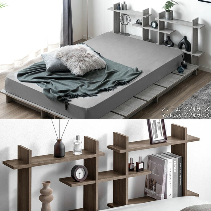 ダブル］ディスプレイを愉しむ。ステージベッド 宮棚付き ベッド