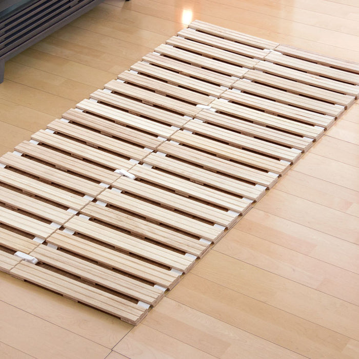 ダブル］極厚2.5cm ロール式すのこマット 桐 湿気対策 折りたたみ