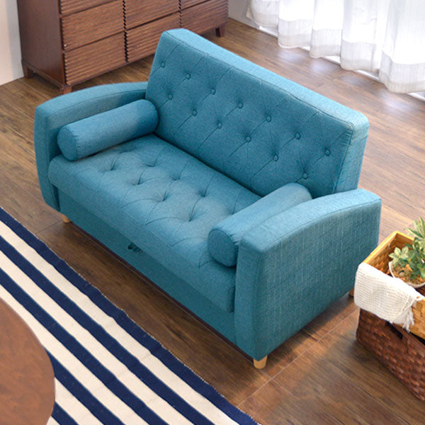 2人掛け 幅125㎝ 収納付きソファー ファブリック生地〔21070011