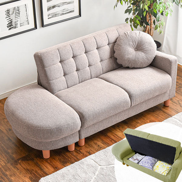 2人掛け 幅110～160cm ソファベッド 大容量収納付き ファブリック