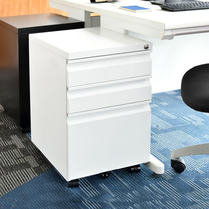 サイドワゴン オフィス 鍵付き キャスター付き 3段 引き出し