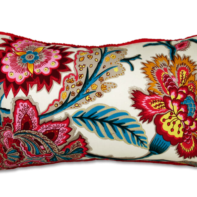 フランス製生地 ROMY 花柄 オリエンタルフラワー 横長クッション