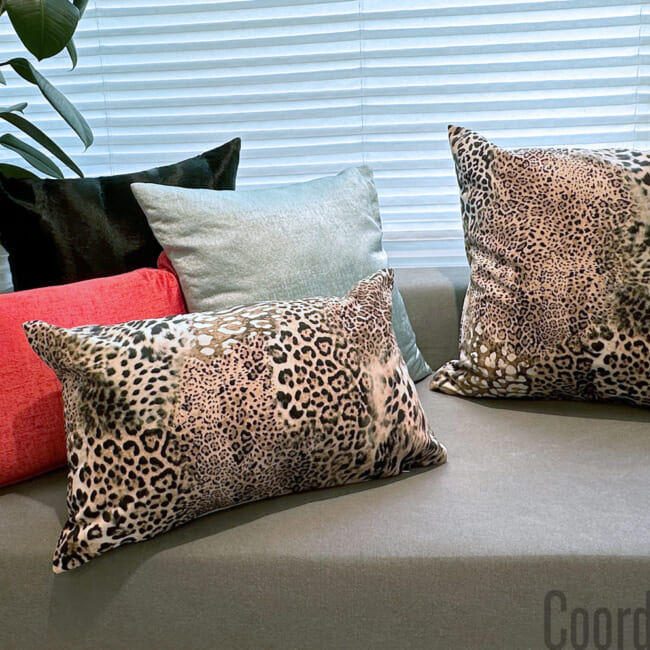 スペイン製生地 起毛 なめらか スエードタッチ ヒョウ柄 横長