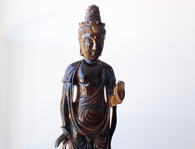 虎眼石 観音像 中国工芸品 置物 NO.438 虎眼石 観音像 中国工芸品 置物