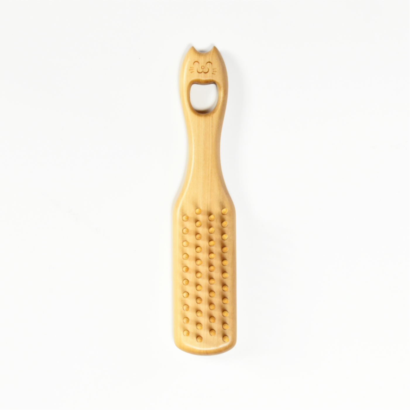 つげブラシ 4列 ネコ にっこり | 別府つげ工芸