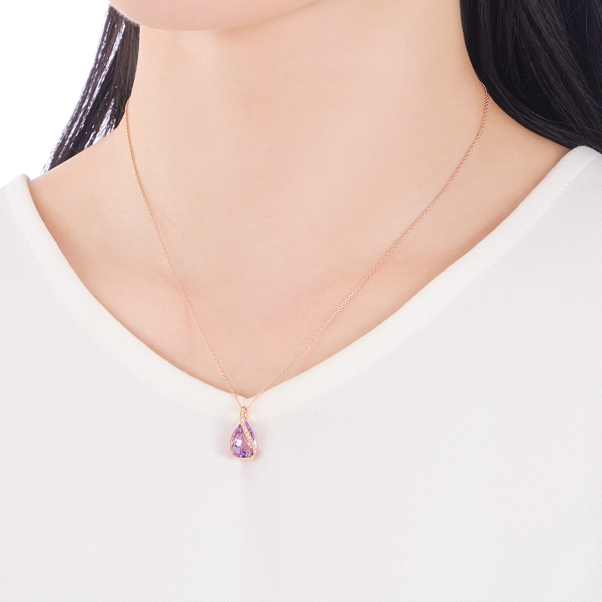 K10ピンクゴールドアメシストネックレス(RPN683-002)|TSUTSUMI