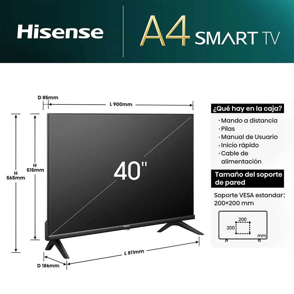 Hisense 40A4N 40´´ 4K LED TV クリア | Techinn