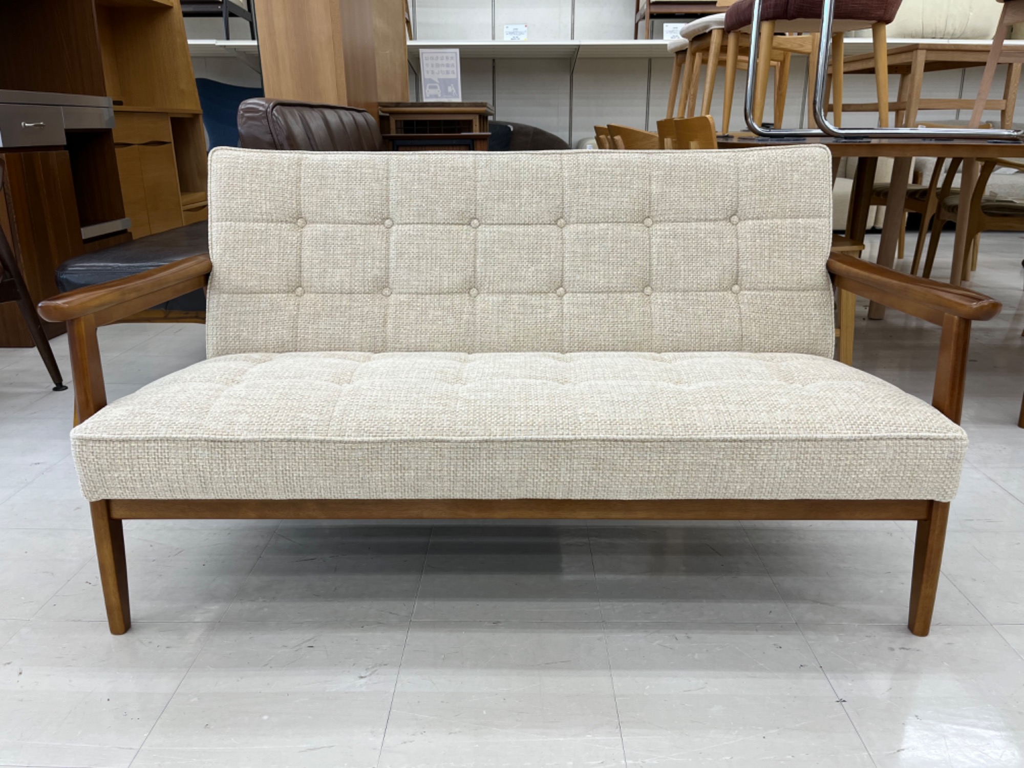 お値段見直しました！ カリモク60 Kチェア 2シーター ブルーノベージュ