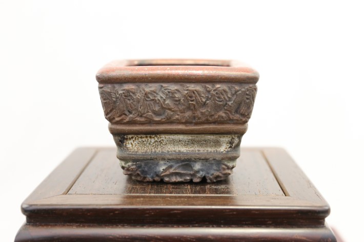 是心 高級盆栽鉢 A3645☆陶器鉢 ミニ盆栽 小品盆栽☆「送料無料」浦部