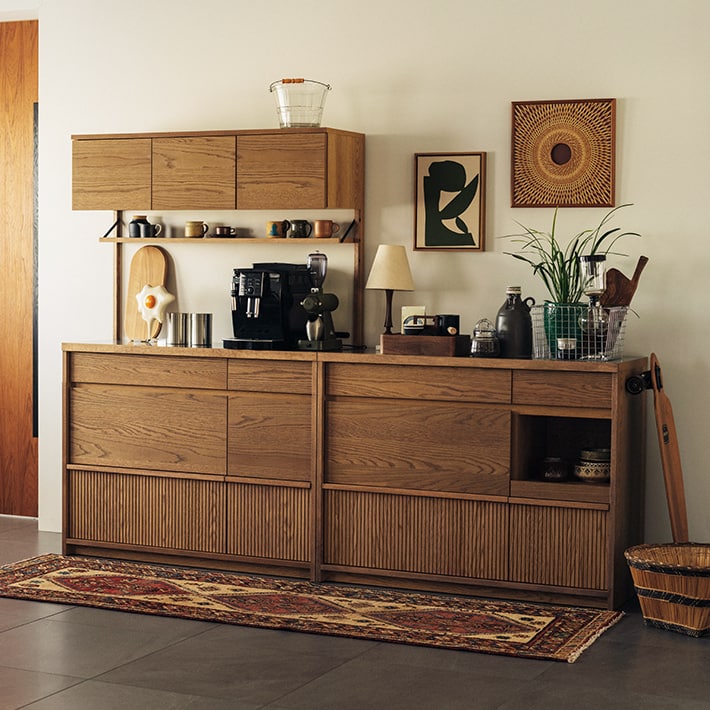 unico ウニコ DIFE キッチンカウンター レンジ台 W800 ブラウン 【公式