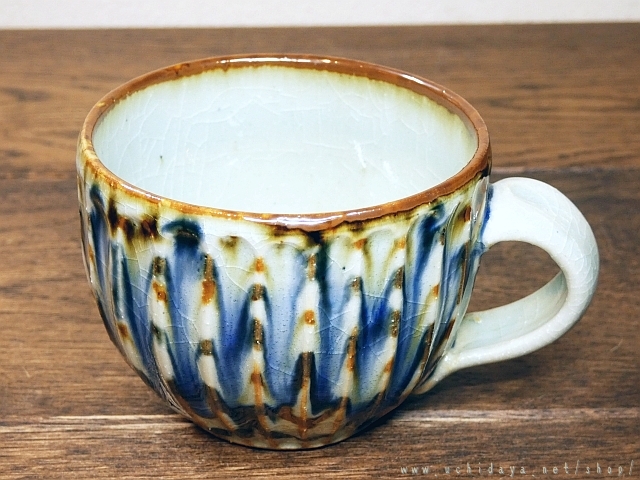 砥部焼 陶房遊 カップ 錆青 （内田屋通販）
