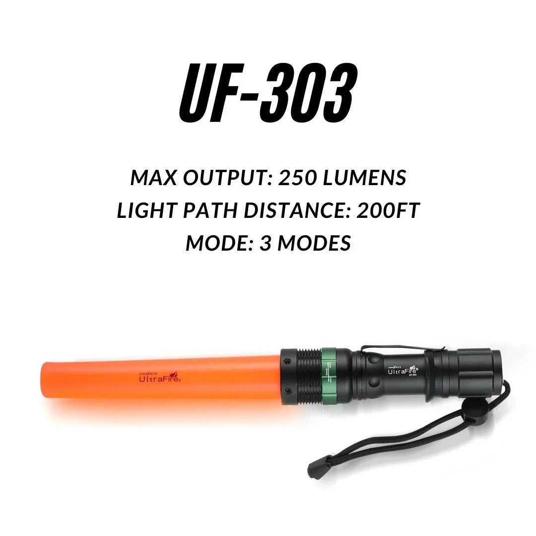 UltraFire UF-303 Traffic Wand - 250 LUMENS | 3 MODES | 10 HOURS