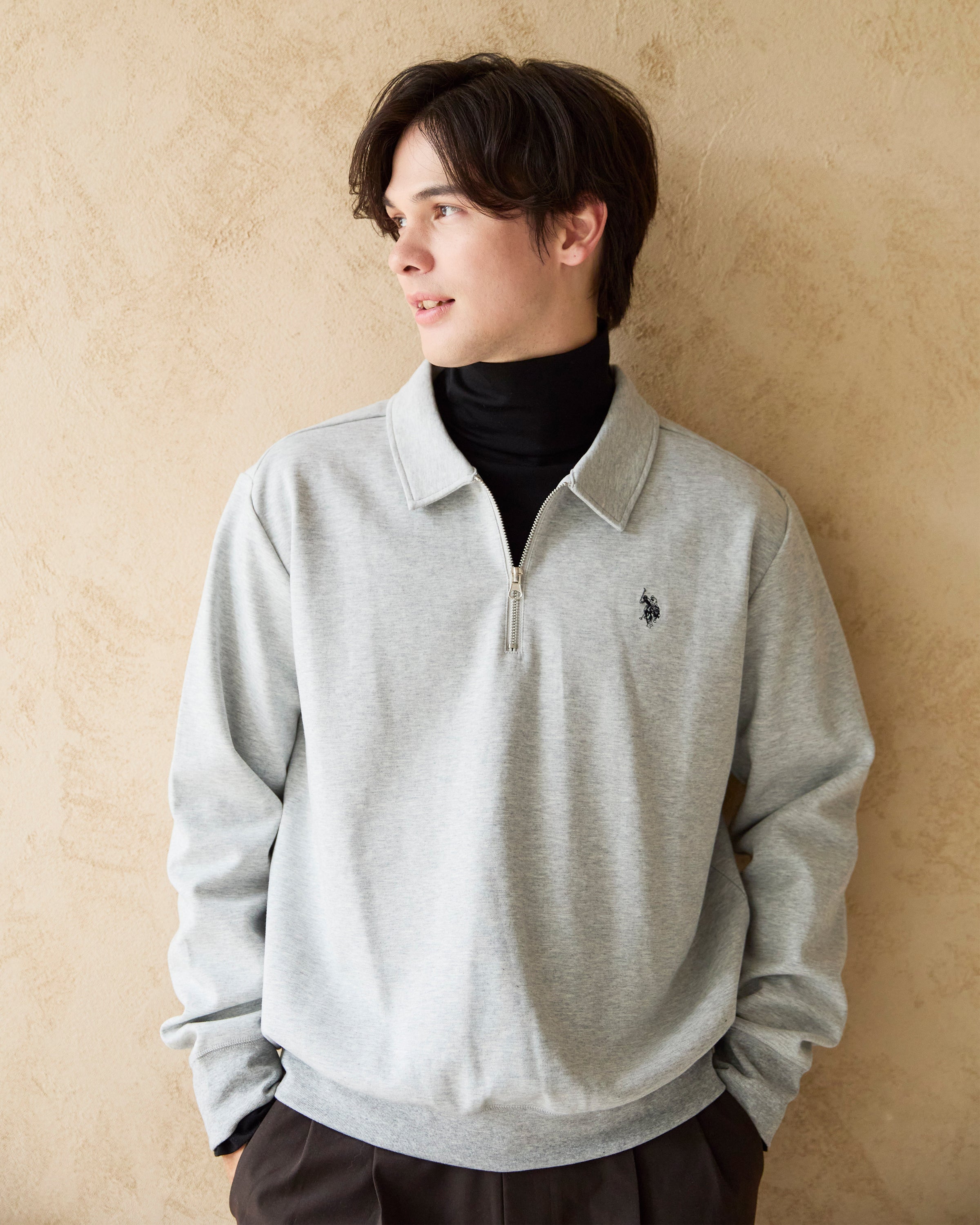 Half-Zip Polo Sweatshirt ハーフジップポロスウェット ダブル