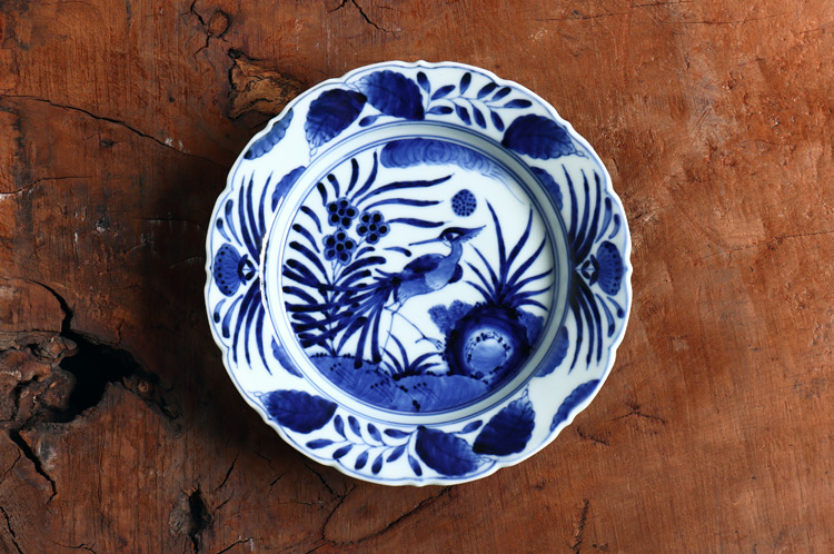 岩永 浩 芙蓉手花鳥文輪花リム7寸皿 ｜ 暮らしのうつわ花田 和食器 通販