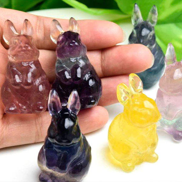 ウサギ（兎・うさぎ）フローライト○マルチカラー蛍石○兎｜風水｜置物